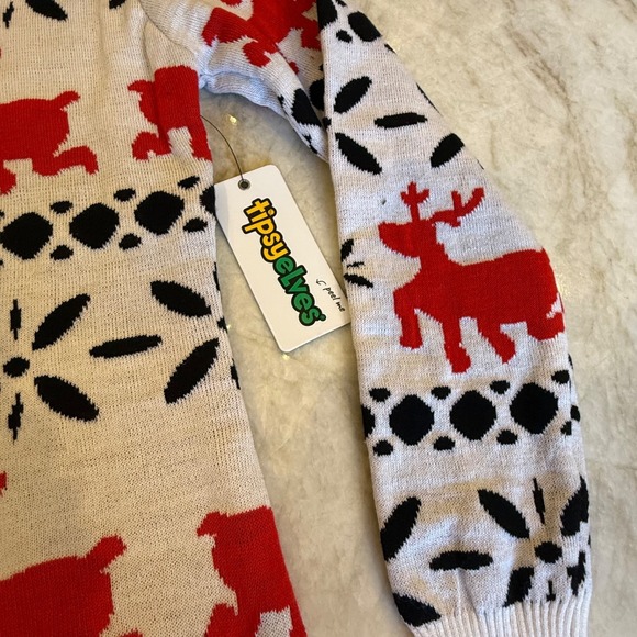 Tipsy Elves Red & White Fair Isle Sweater Dress - Size Medium - NWT - Picture 6 of 9